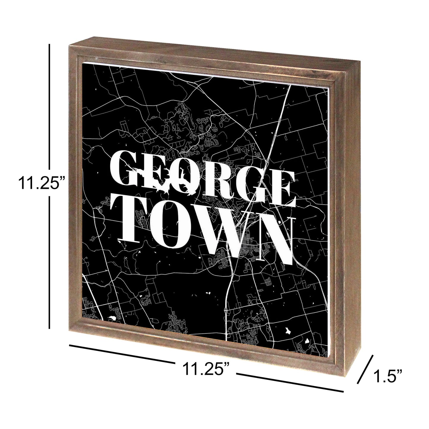 Minimalistic B&W Texas Georgetown Map | Wood Sign | Eaches | Min 1