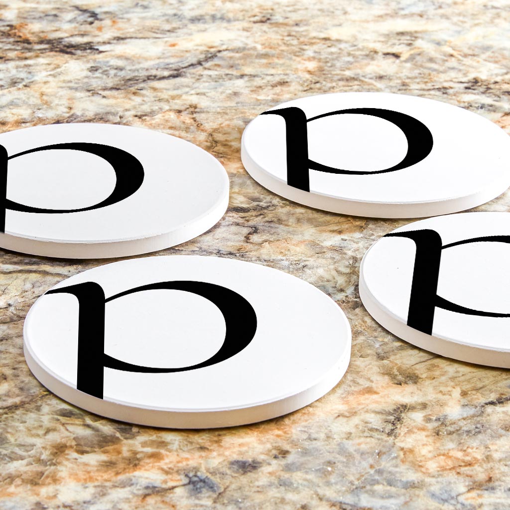 Minimalist Monogram P Circle | Absorbent Coasters | Set of 4 | Min 2