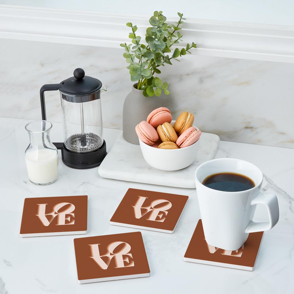 Modern Minimalist Pennsylvania Love Dark | Absorbent Coasters | Set of 4 | Min 2