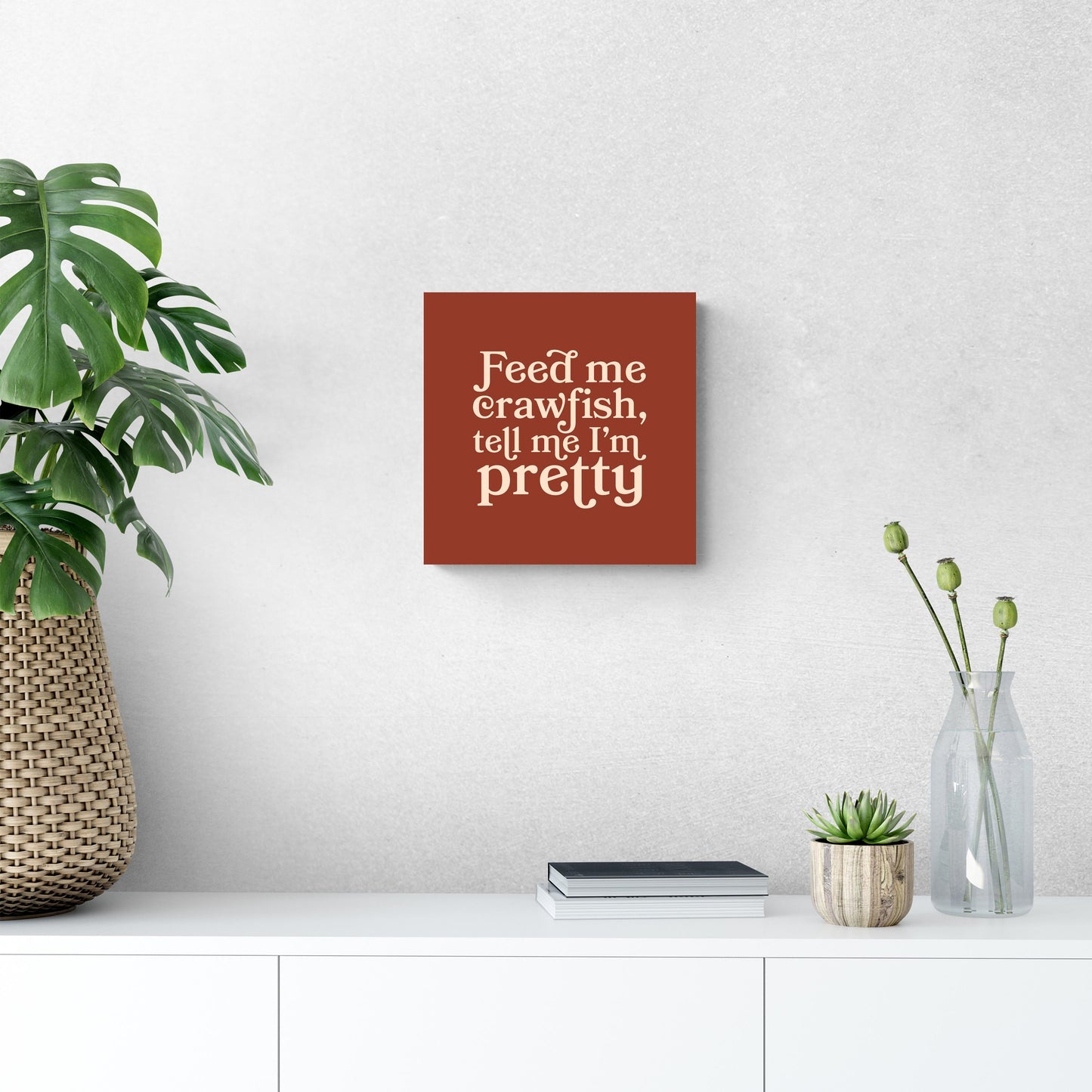 Modern Minimalist Louisiana Feed Me Crawfish | Wood Sign | Eaches | Min 2