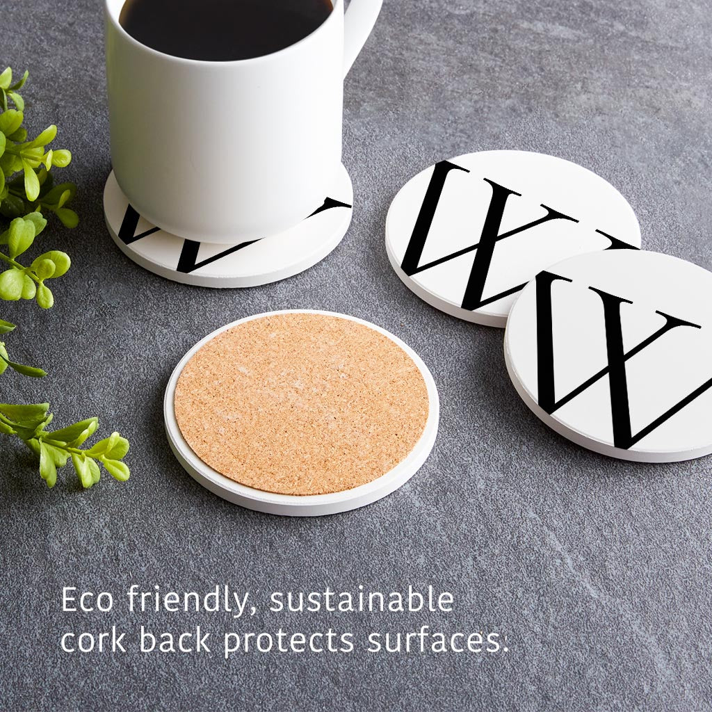 Minimalist Monogram W Circle | Absorbent Coasters | Set of 4 | Min 2