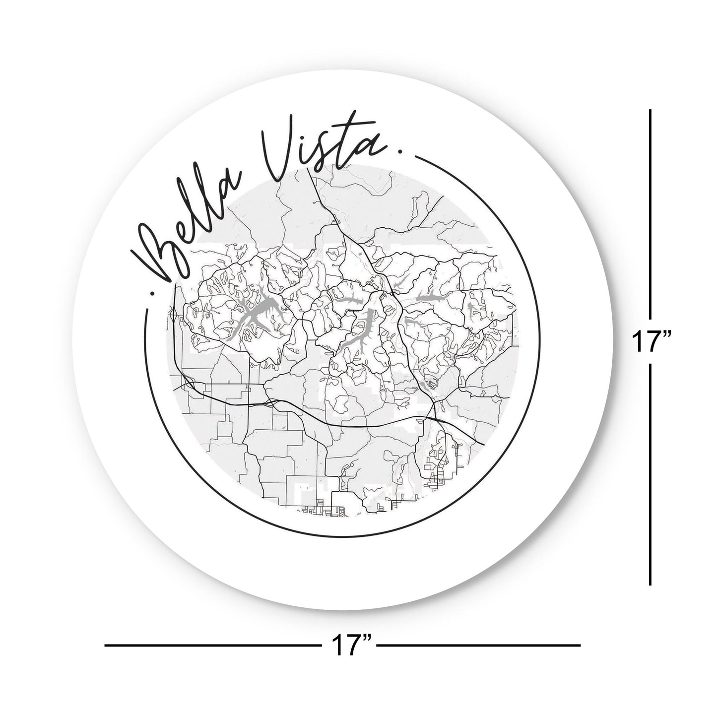 Minimalist B&W Arkansas Bella Vista Circle Map | Wood Sign | Eaches | Min 1