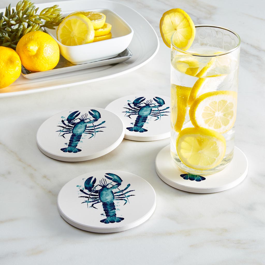 New England Water Color Lobster | Absorbent Coasters | Set of 4 | Min 2