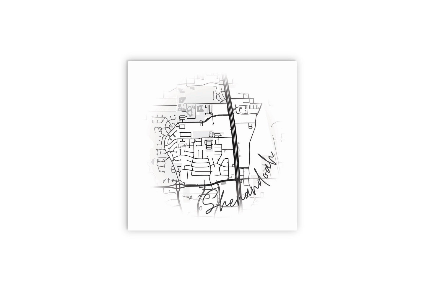 Minimalistic B&W Texas Shenandoah Circle Map | Wood Sign | Eaches | Min 2