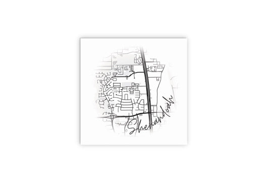 Minimalistic B&W Texas Shenandoah Circle Map | Wood Sign | Eaches | Min 2