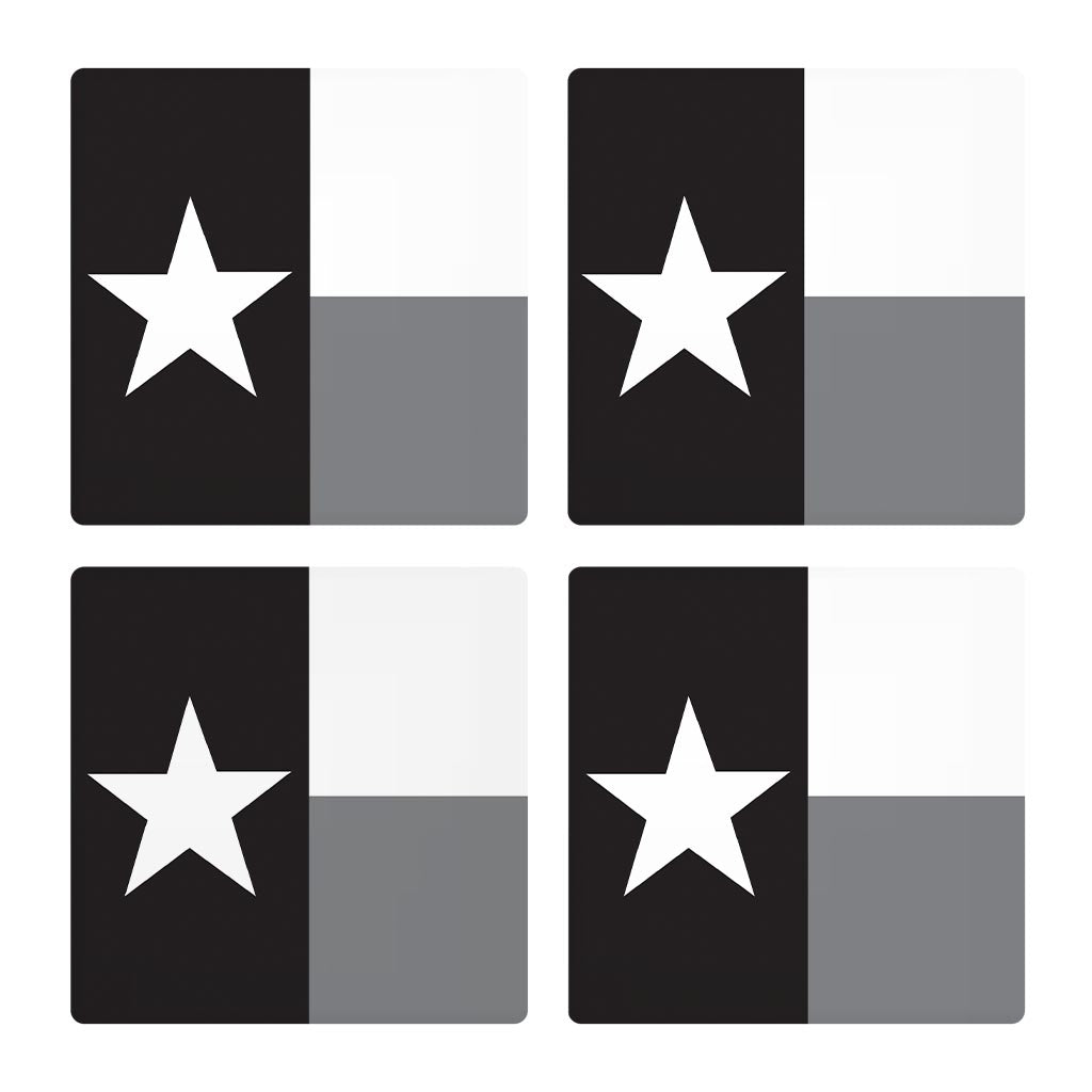 Minimalistic B&W Texas State Flag | Absorbent Coasters | Set of 4 | Min 2