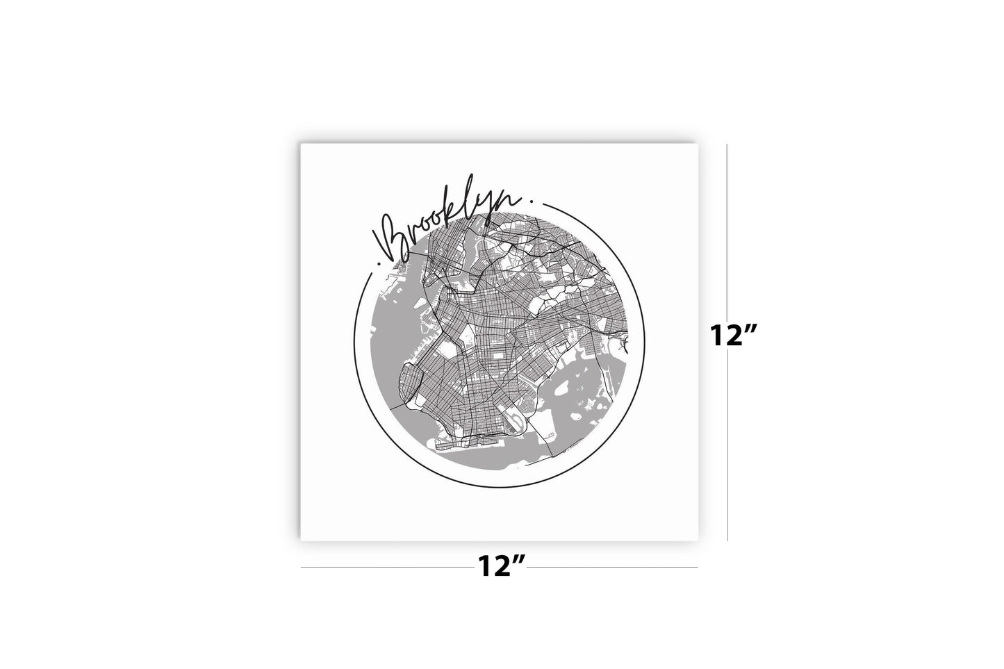 Minimalistic B&W New York Brooklyn Circle Map | Wood Sign | Eaches | Min 2