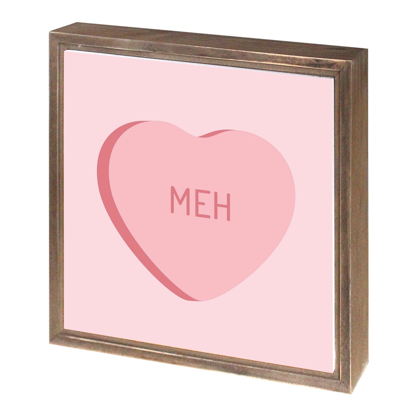 Funny Message Hearts Meh | Wood Sign | Eaches | Min 1