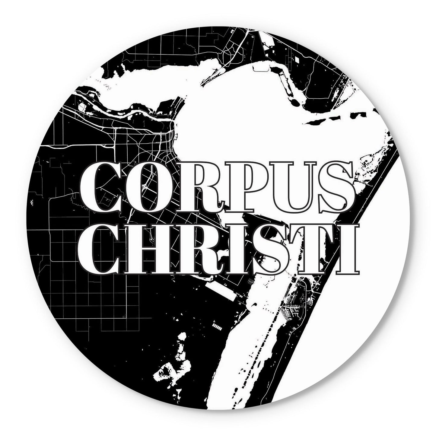 Minimalistic B&W Texas Corpus Christi Map | Wood Sign | Eaches | Min 1