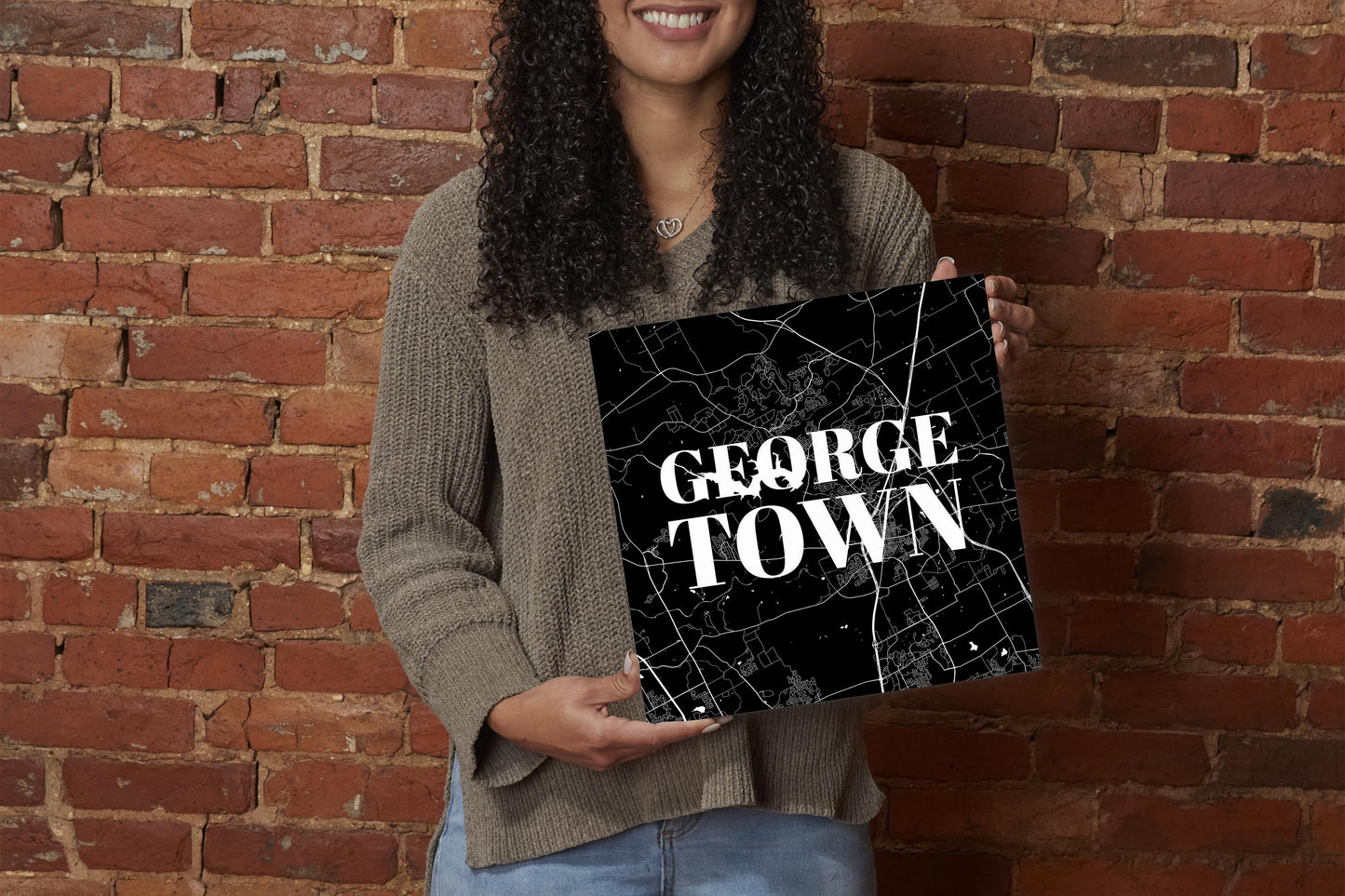 Minimalistic B&W Texas Georgetown Map | Wood Sign | Eaches | Min 2