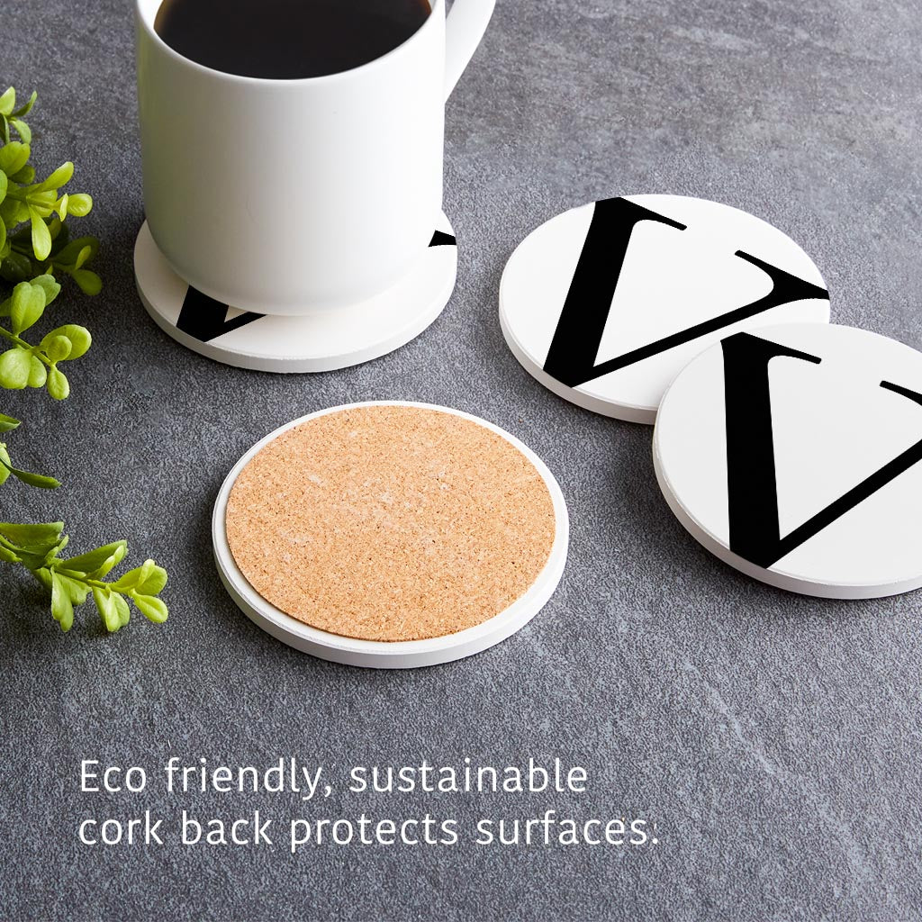 Minimalist Monogram V Circle | Absorbent Coasters | Set of 4 | Min 2