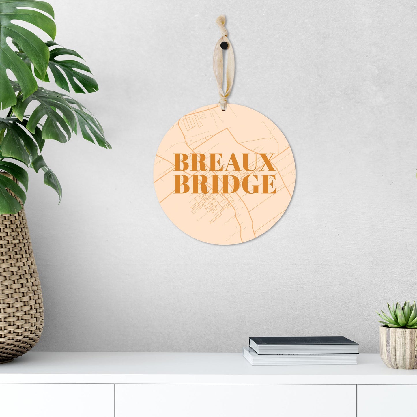 Modern Minimalist Louisiana Breaux Bridge Map | Wood Ornament | Eaches | Min 1