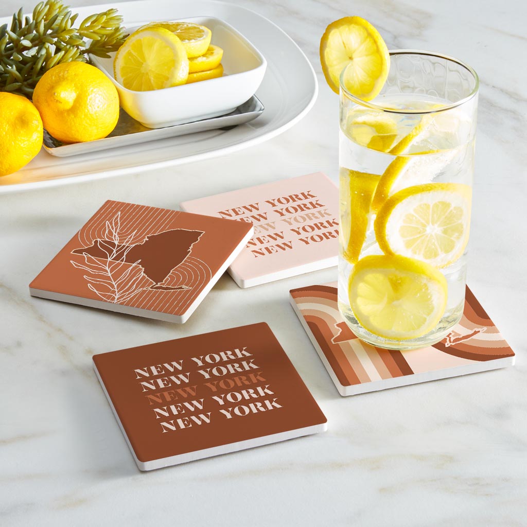 Modern Minimalist New York State Nyrepeated | Absorbent Coasters | Set of 4 | Min 2