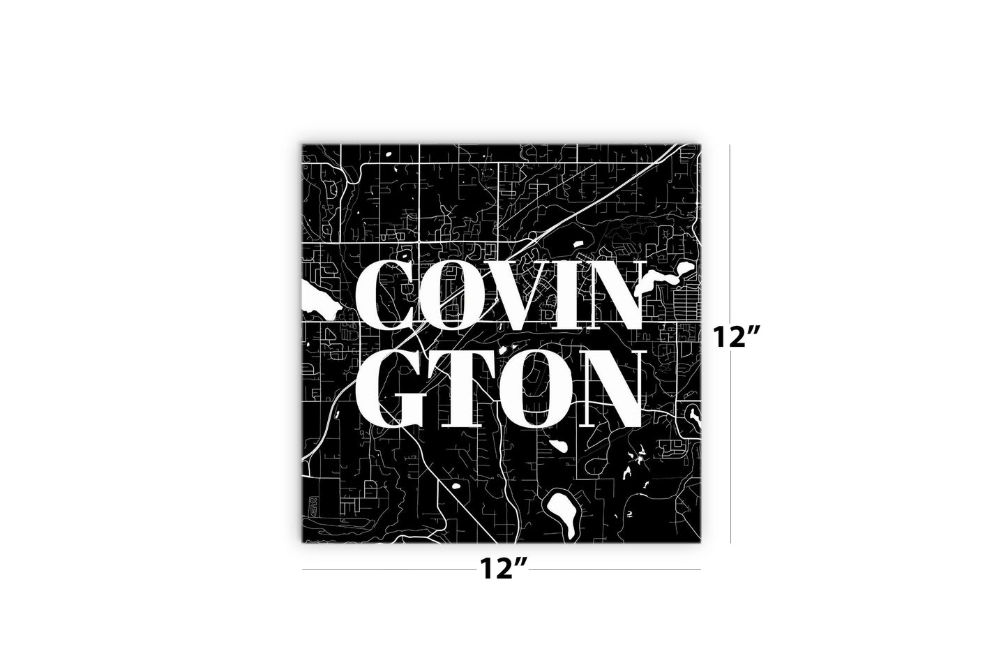 Minimalistic B&W Washington Covington Map | Wood Sign | Eaches | Min 2