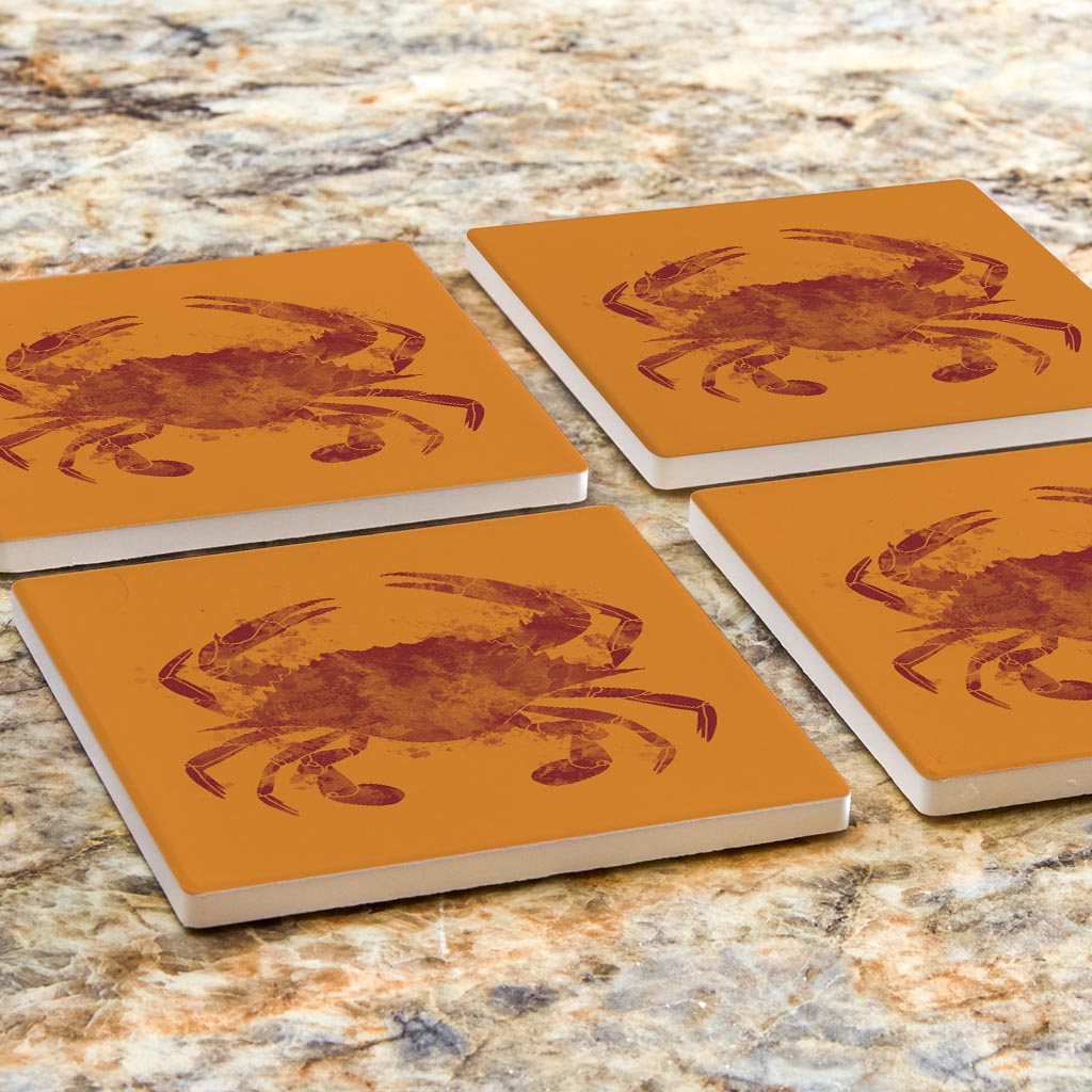 Louisiana Colorful Water Color Blue Crab | Absorbent Coasters | Set of 4 | Min 2