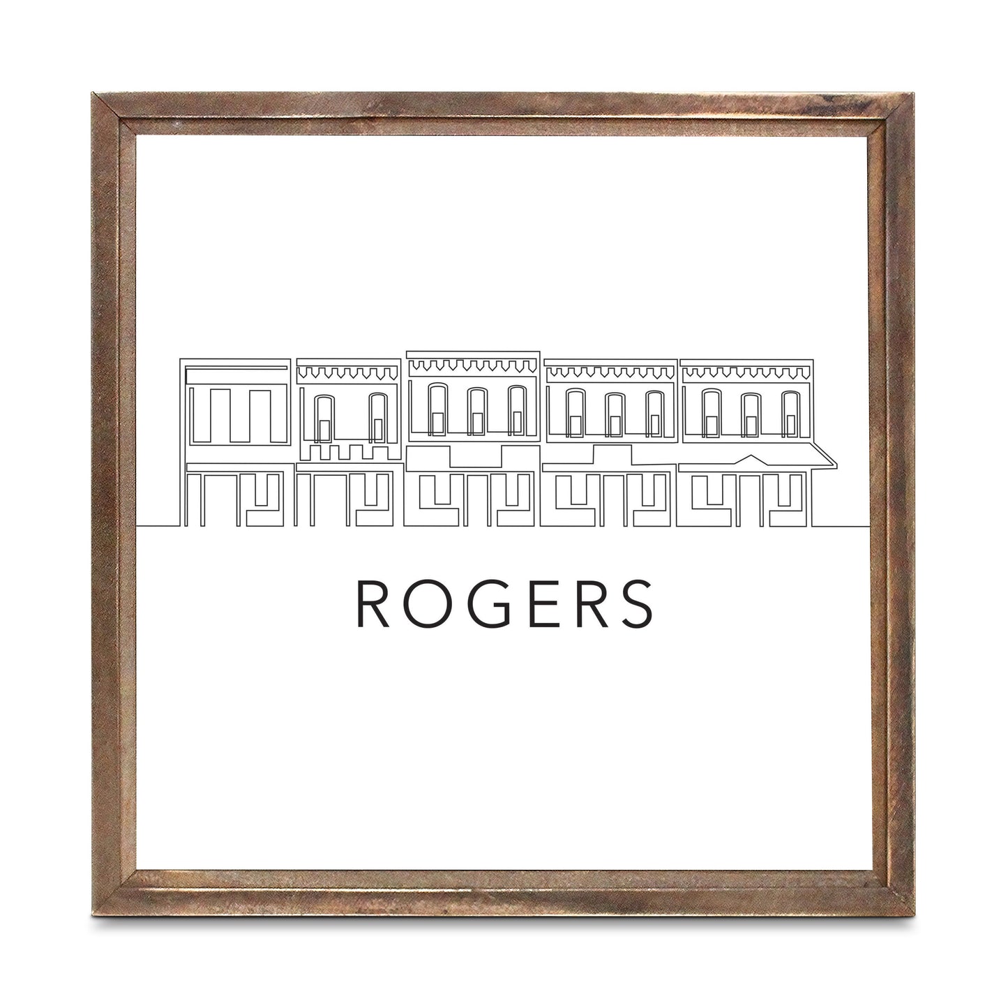 Minimalist B&W Arkansas Rogers Skyline | Wood Sign | Eaches | Min 1