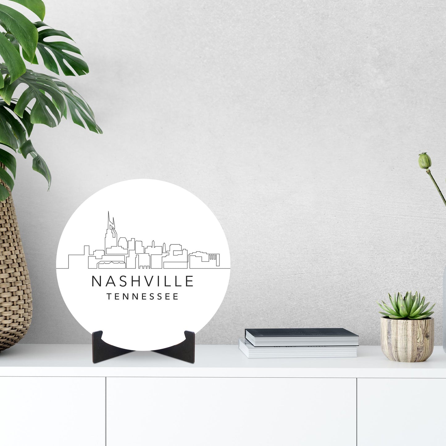 Minimalist B&W Tennessee Nashville Skyline | Wood Sign | Eaches | Min 1