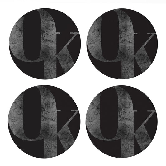 Modern Black Oklahoma Initials | Absorbent Coasters | Set of 4 | Min 2