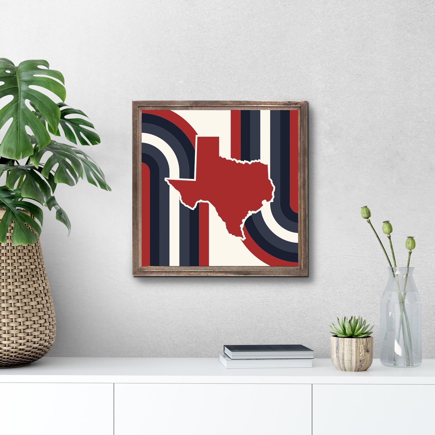 Modern Minimalist Texas Colors Retro Shape | Wood Sign | Eaches | Min 1