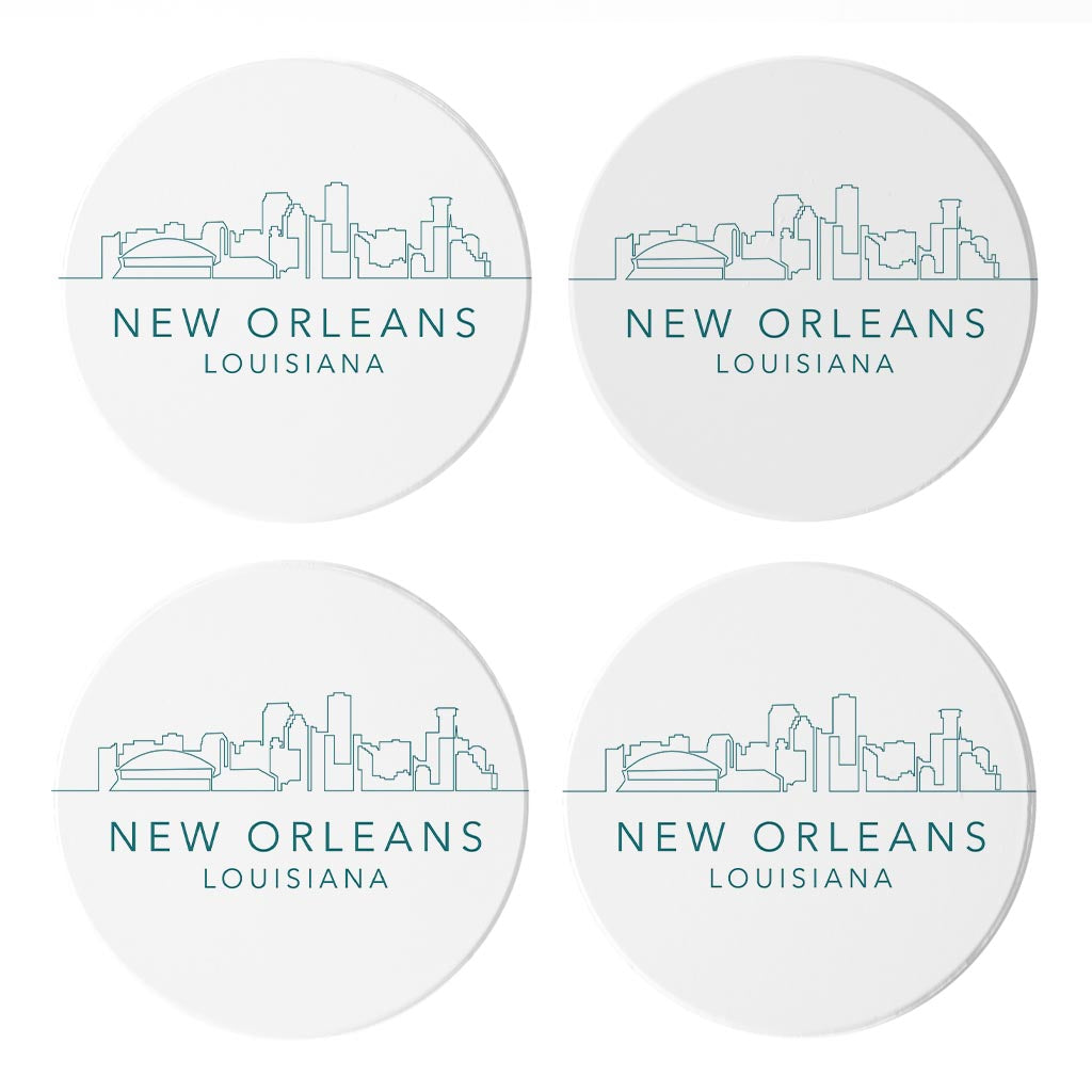 Blue White New Orleans Skyline| Absorbent Coasters | Set of 4 | Min 2