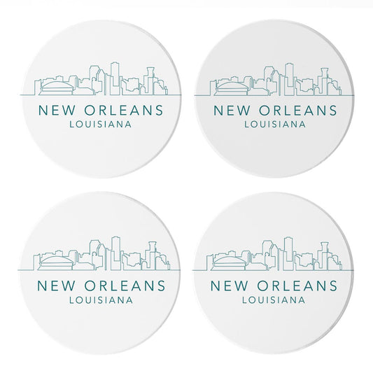 Blue White New Orleans Skyline| Absorbent Coasters | Set of 4 | Min 2