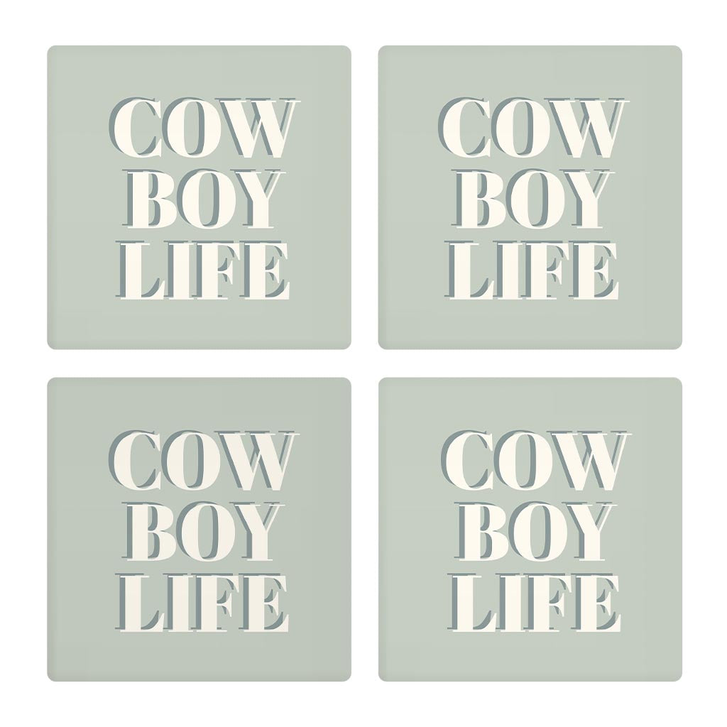 Modern Minimalist Oklahoma Cowboy Life | Absorbent Coasters | Set of 4 | Min 2