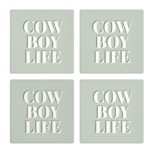 Modern Minimalist Oklahoma Cowboy Life | Absorbent Coasters | Set of 4 | Min 2