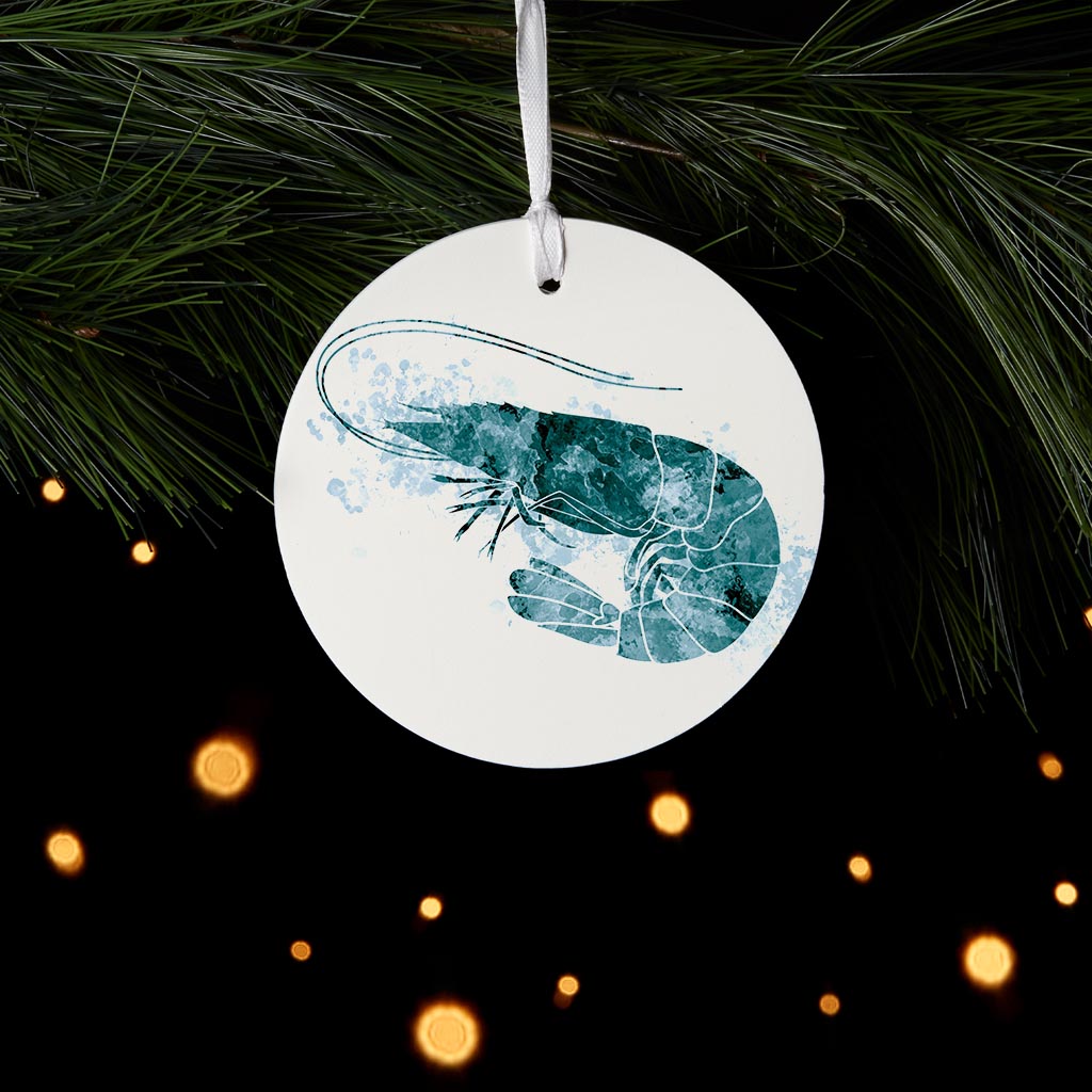 Blue White Water Color Shrimp | Wood Ornament | Eaches | Min 6