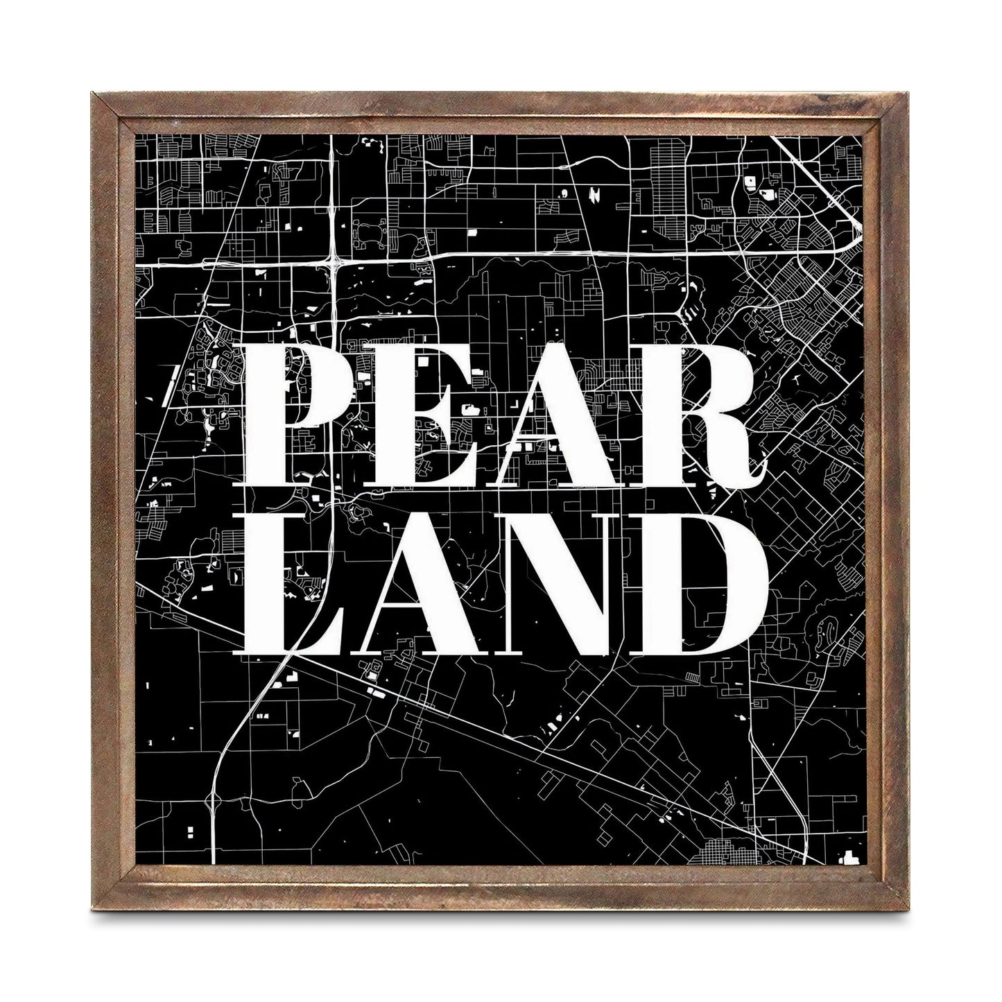 Minimalistic B&W Texas Pearland City Map | Wood Sign | Eaches | Min 1