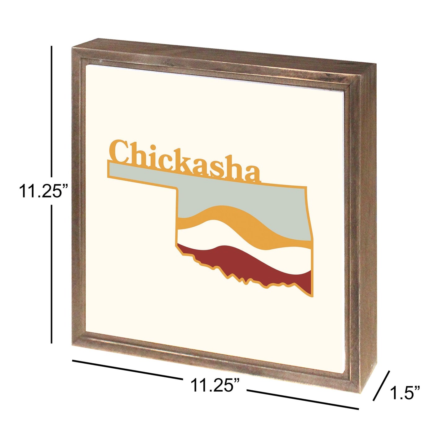 Modern Minimalist Oklahoma State Chickasha | Wood Sign | Eaches | Min 1