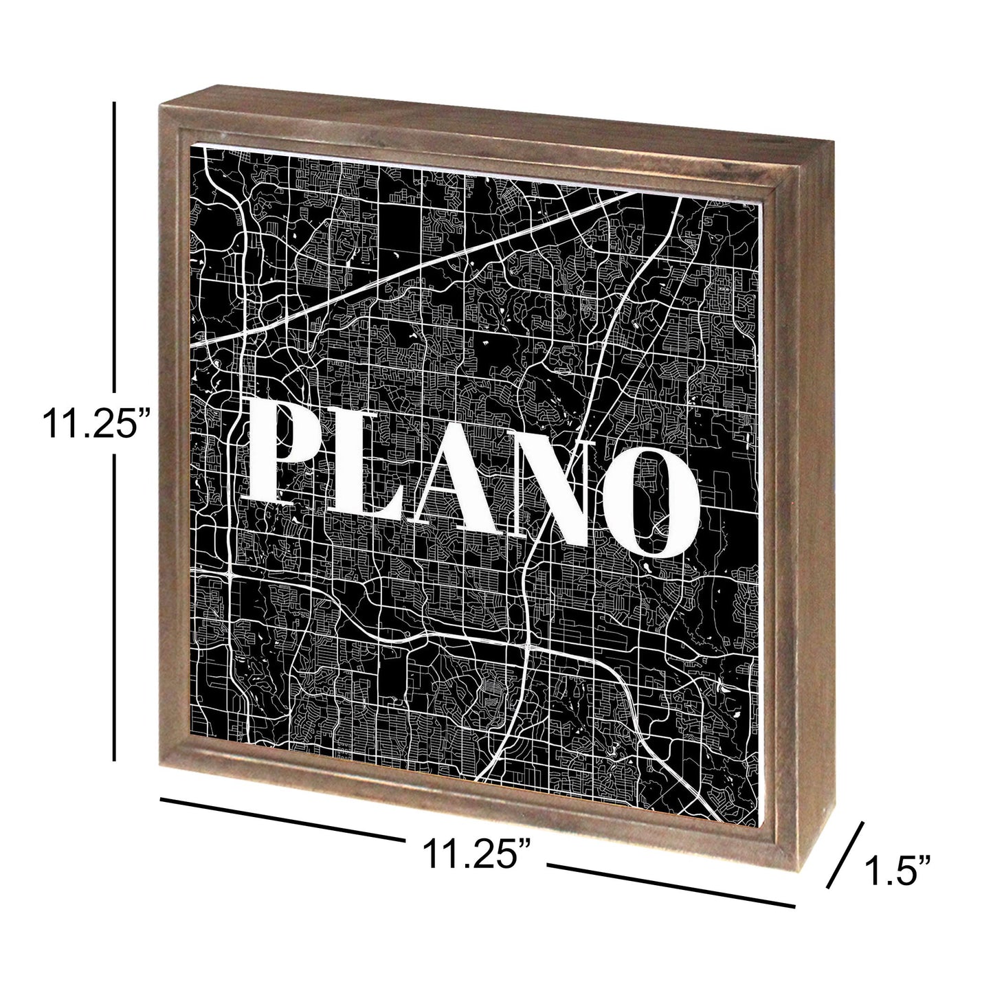 Minimalistic B&W Texas Plano Map | Wood Sign | Eaches | Min 1