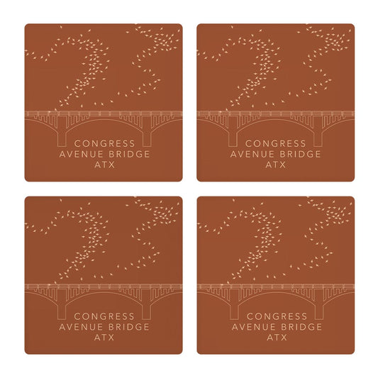 Modern Minimalist Texas Austin Congress Bridge | Absorbent Coasters | Set of 4 | Min 2