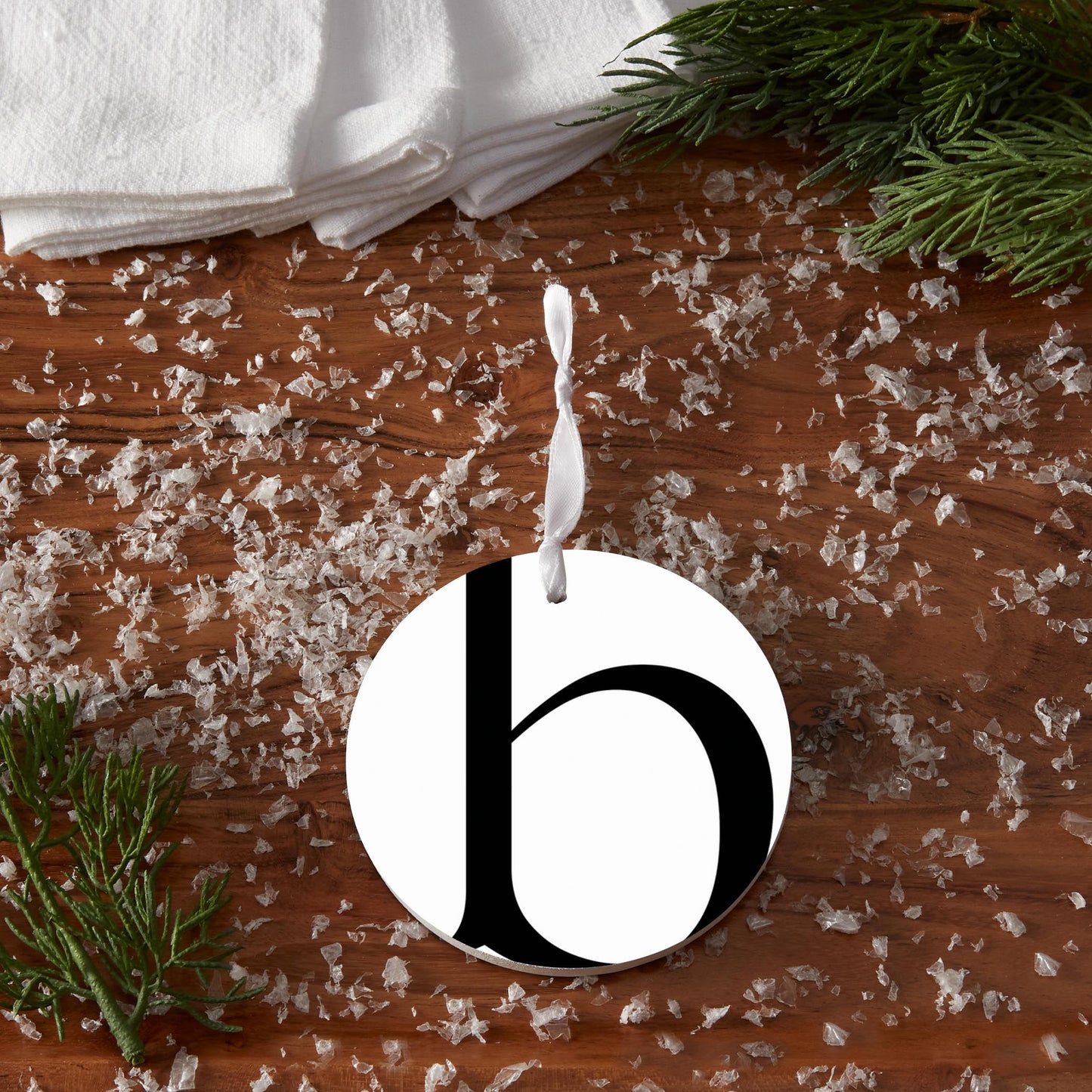 Minimalist Monogram B Circle| Wood Ornament | Eaches | Min 6