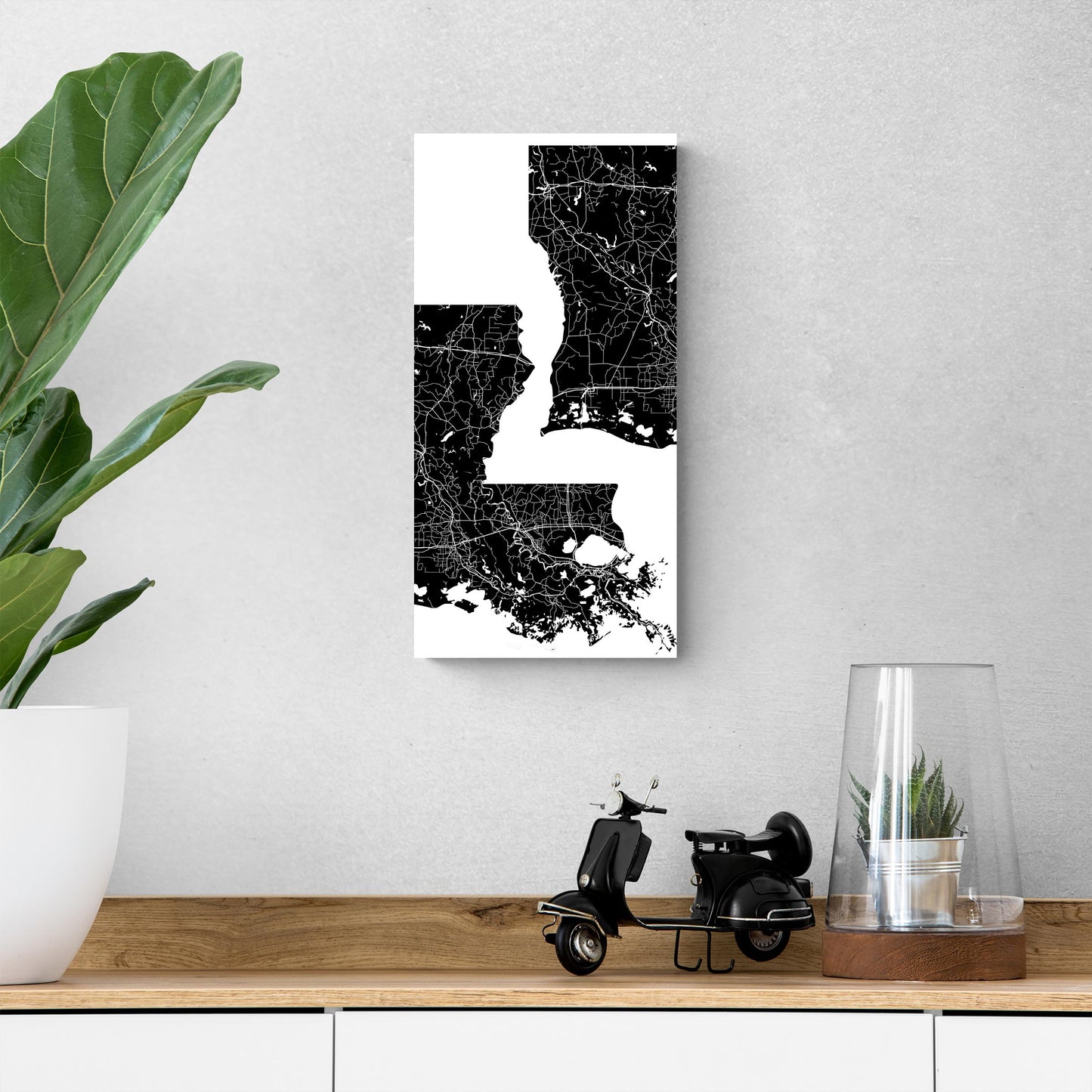 Modern Louisiana State Shape With Map | Wood Sign | Eaches | Min 2