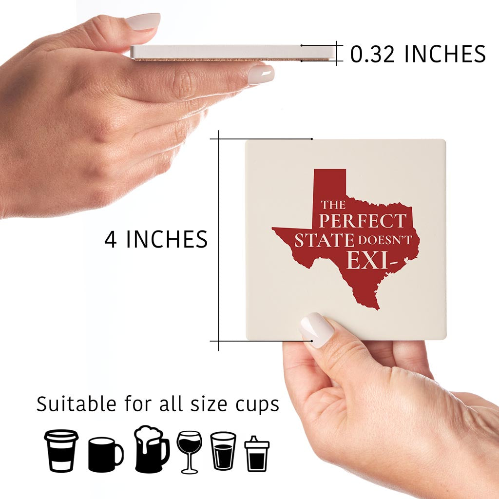 Modern Minimalist Texas Colors Perfect State| Absorbent Coasters | Set of 4 | Min 2