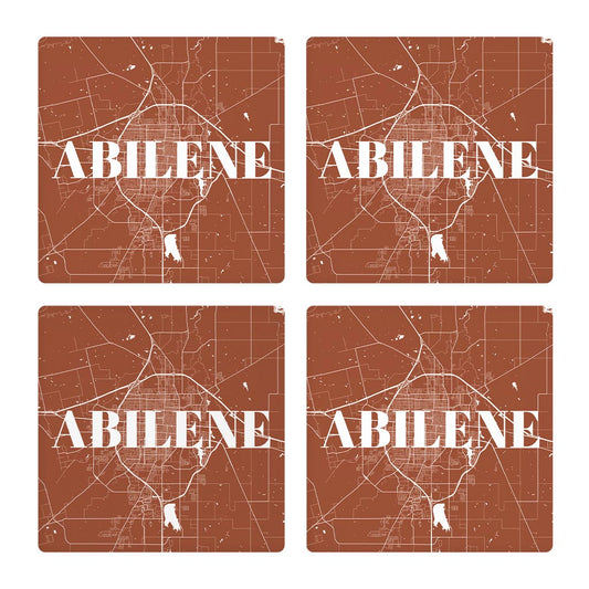 Modern Minimalist Texas Abilene Map | Absorbent Coasters | Set of 4 | Min 2