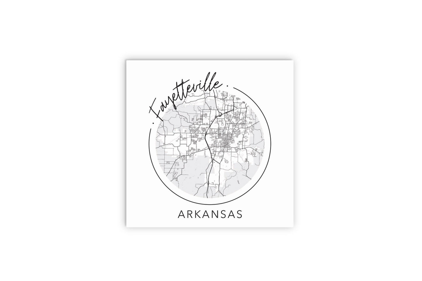 Minimalist B&W Arkansas Fayetteville Circle Map | Wood Sign | Eaches | Min 2