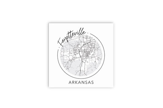 Minimalist B&W Arkansas Fayetteville Circle Map | Wood Sign | Eaches | Min 2