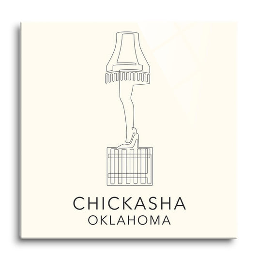 Modern Minimalist Oklahoma Chickasha Leg Lamp| Hi-Def Glass Art | Eaches | Min 1