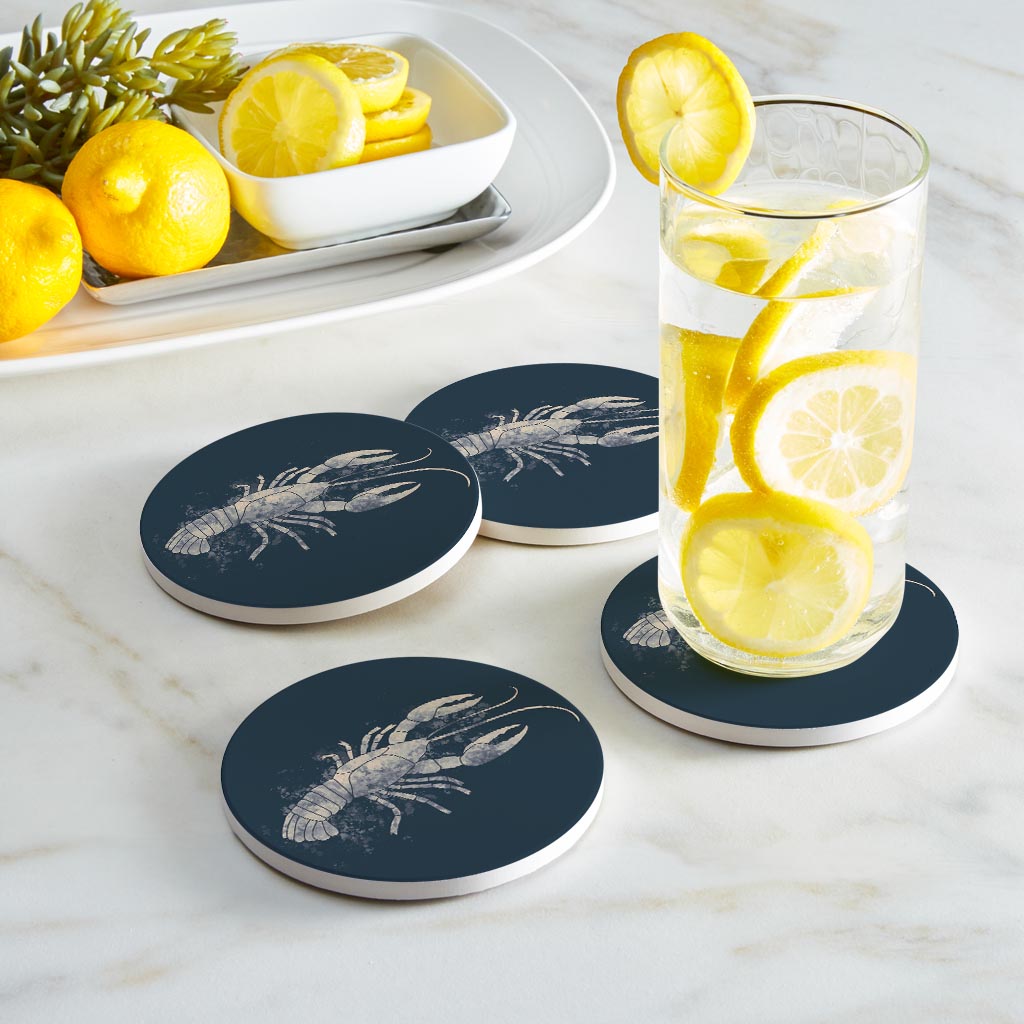 Modern Minimalist Louisiana Crawfish Water Color | Absorbent Coasters | Set of 4 | Min 2