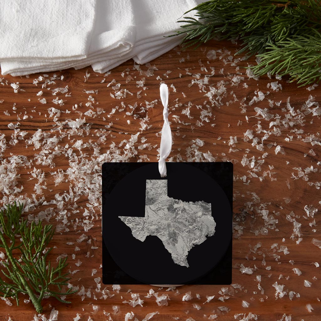 Minimalistic B&W Texas Metal State Shape | Wood Ornament | Eaches | Min 6