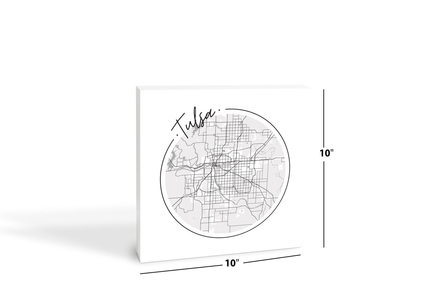 Modern Oklahoma Tulsa Circle Map | Wood Block | Eaches | Min 2