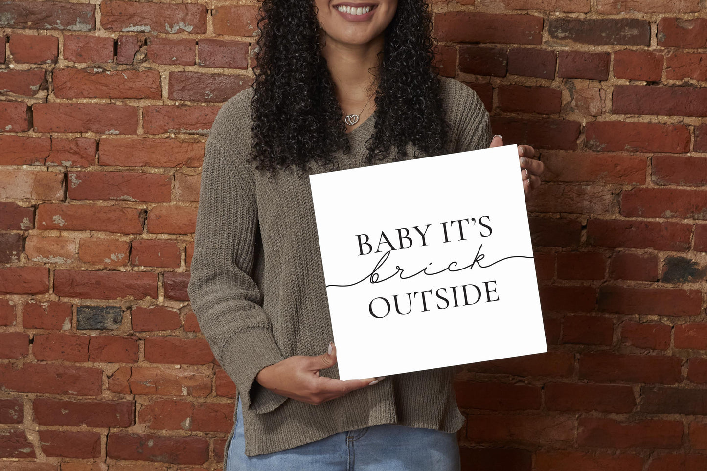 Minimalistic B&W New York Quip Brick Outside | Wood Sign | Eaches | Min 2