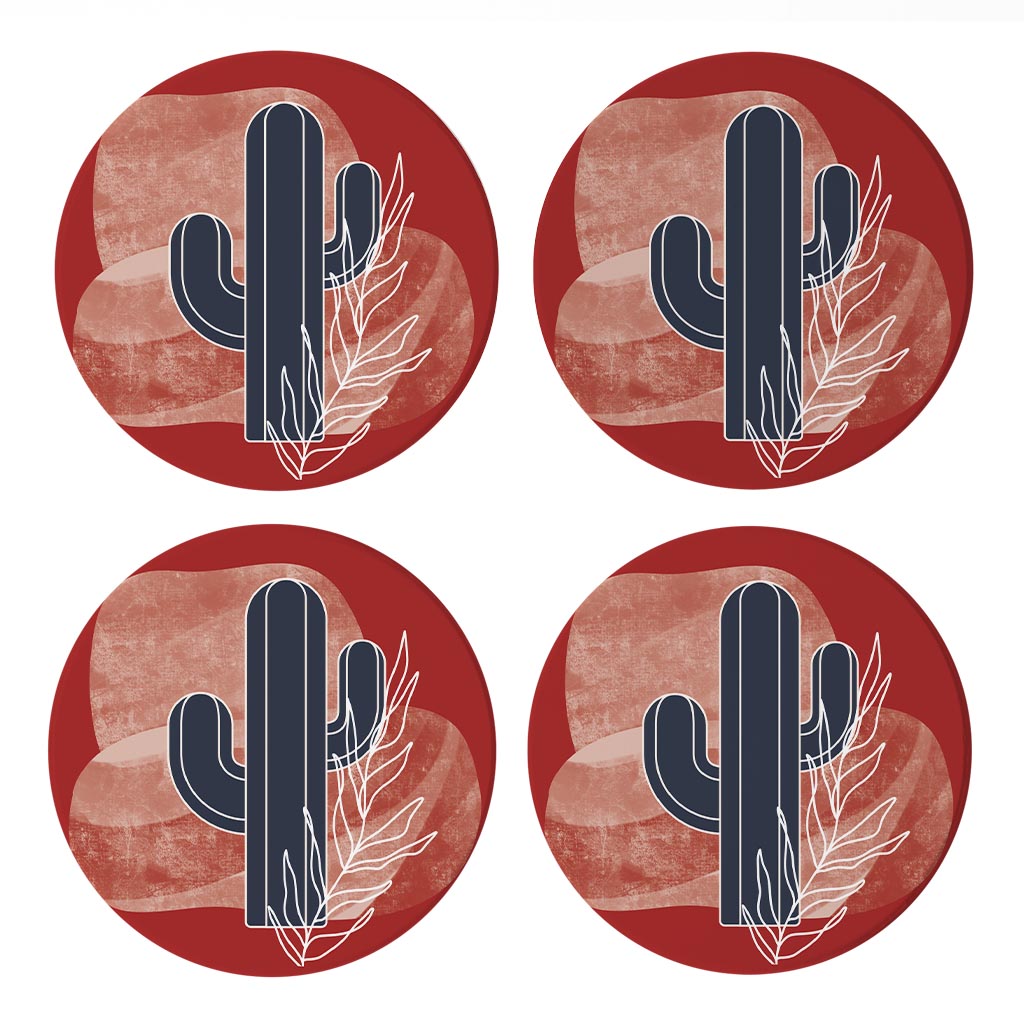 Modern Minimalist Texas Colors Cactus | Absorbent Coasters | Set of 4 | Min 2