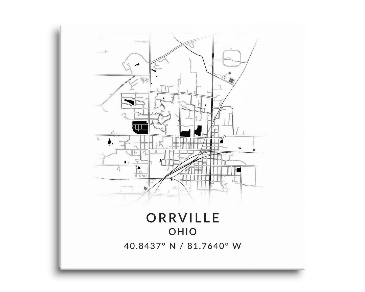 Orrville Oh Minimalistic Map With Coordinates | Hi-Def Glass Art | Eaches | Min 2