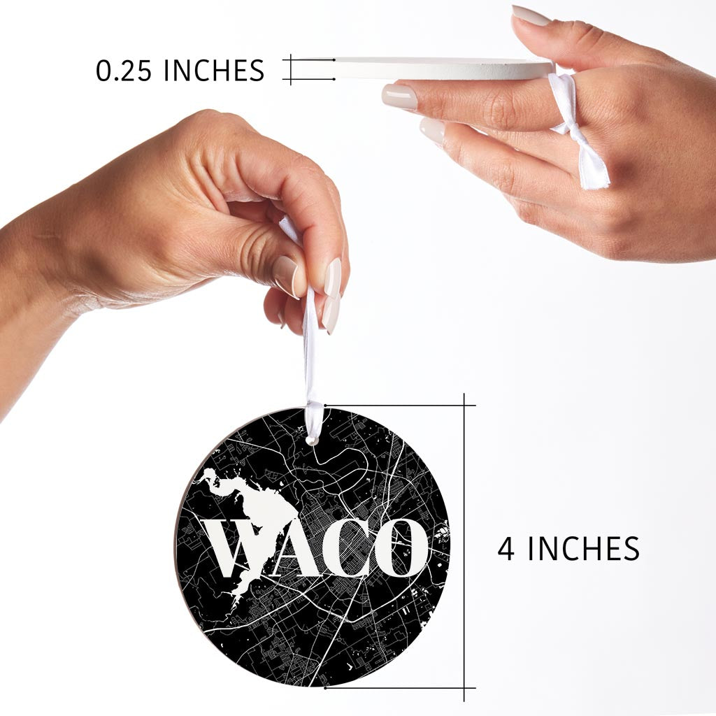 Minimalistic B&W Texas Waco Map | Wood Ornament | Eaches | Min 6