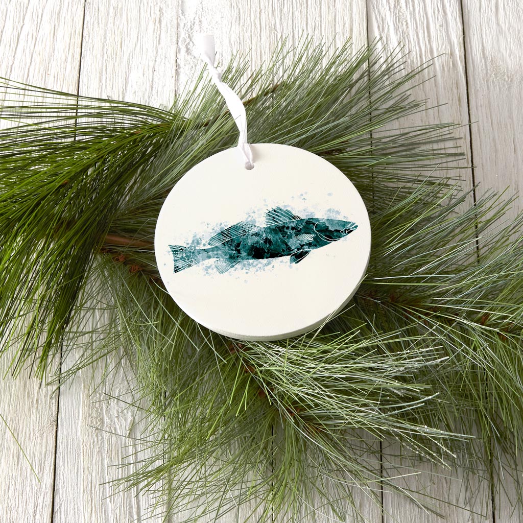 Blue White Water Color Speckled Trout | Wood Ornament | Eaches | Min 6