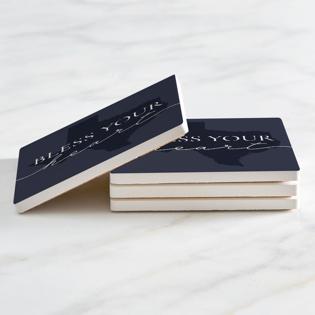 Modern Minimalist Texas Bless Your Heart| Absorbent Coasters | Set of 4 | Min 2