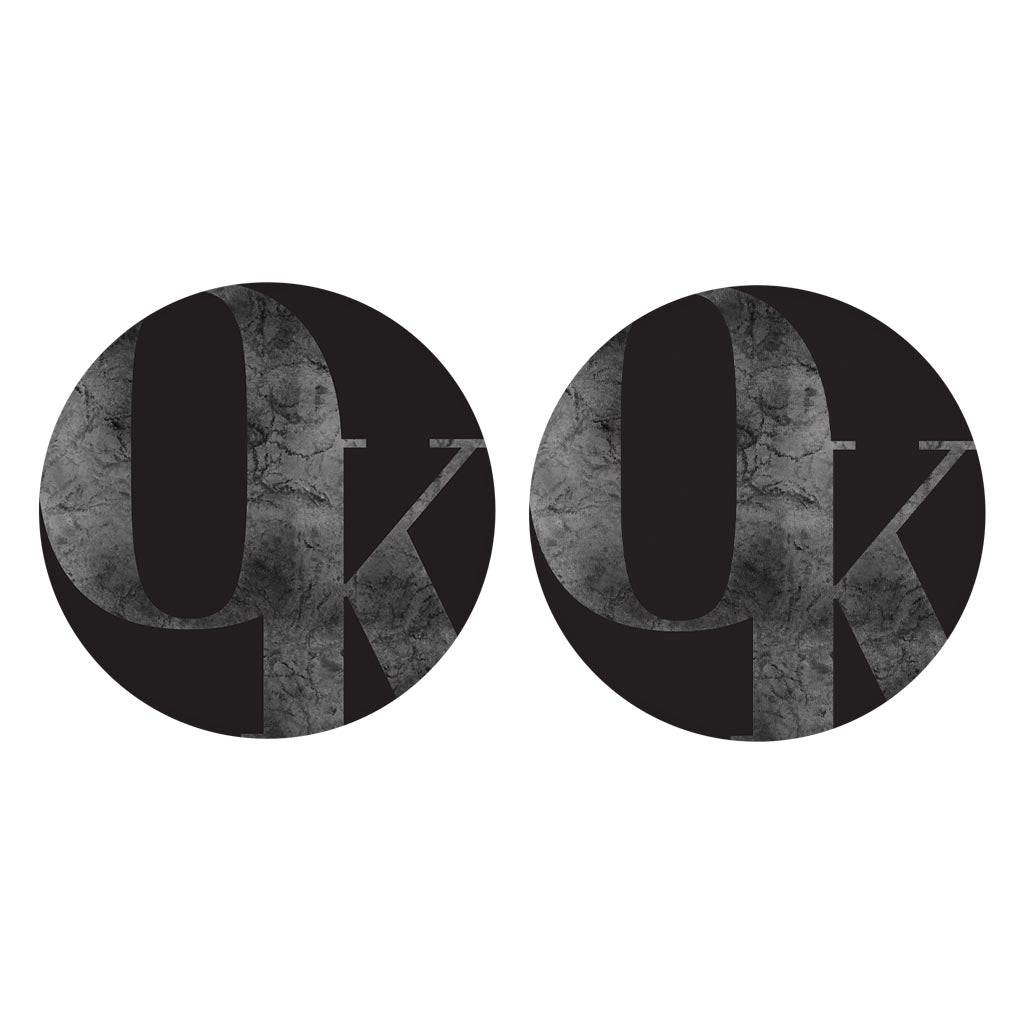 Modern Black Oklahoma Initials | Absorbent Car Coasters | Set of 2 | Min 4