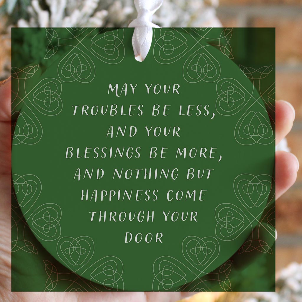 Dark Green Shamrock Irish Blessings Poem | Wood Ornament | Eaches | Min 6